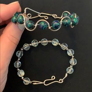 Lot of 2 handmade silver wrapped bracelets